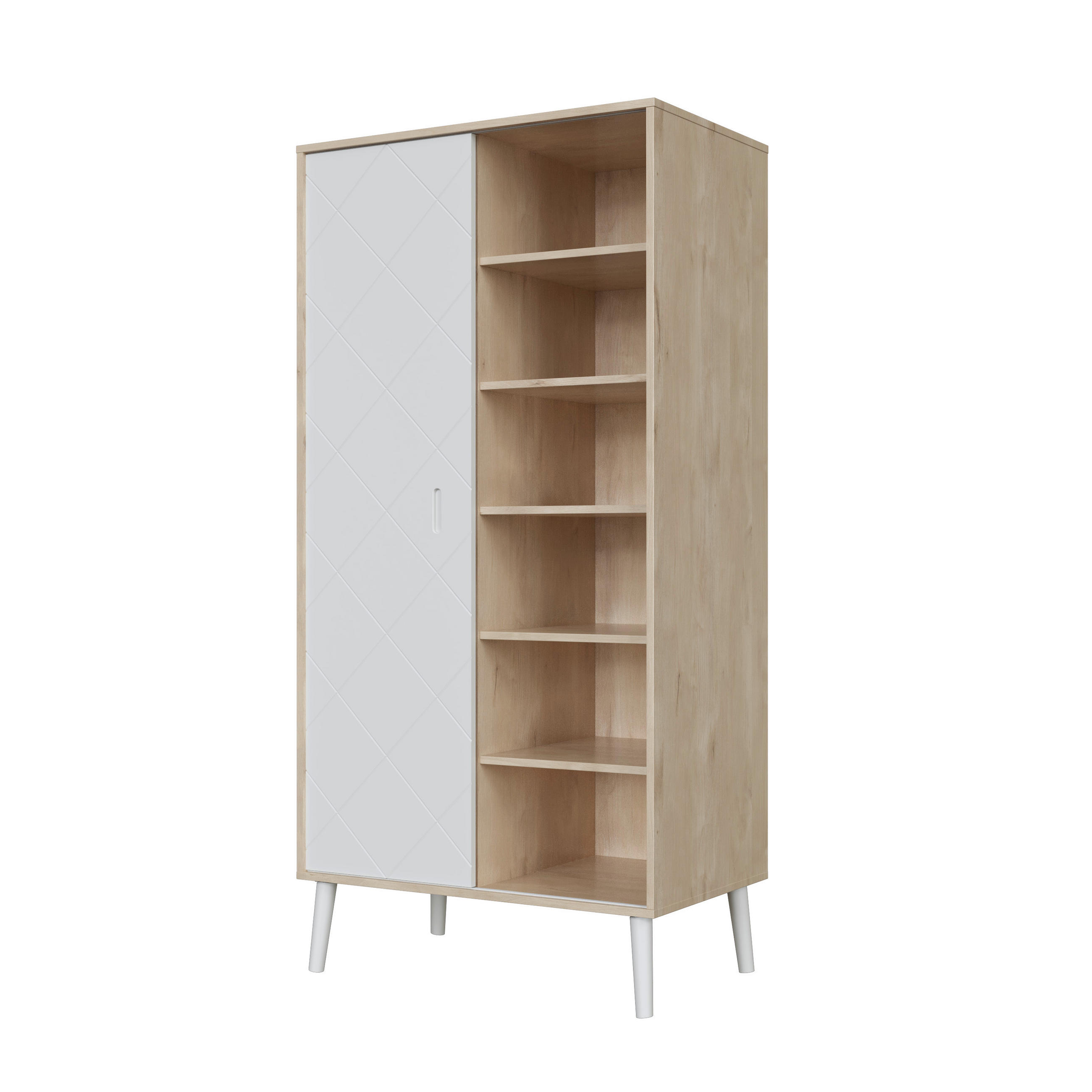 Faktum Babykleiderschrank Peak Natural Natur, Weiß 96x196x58 cm