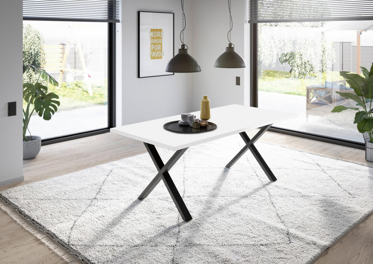 ESSTISCH rechteckig Schwarz, Weiß  - Schwarz/Weiß, MODERN, Holzwerkstoff/Metall (180/90/78cm) - Livetastic