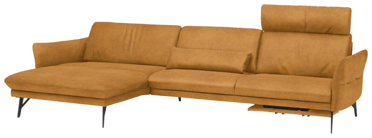 SEDEŽNA GARNITURA, videz usnja temno rjava  - temno rjava/antracit, Design, kovina/tekstil (330/174cm) - Himolla