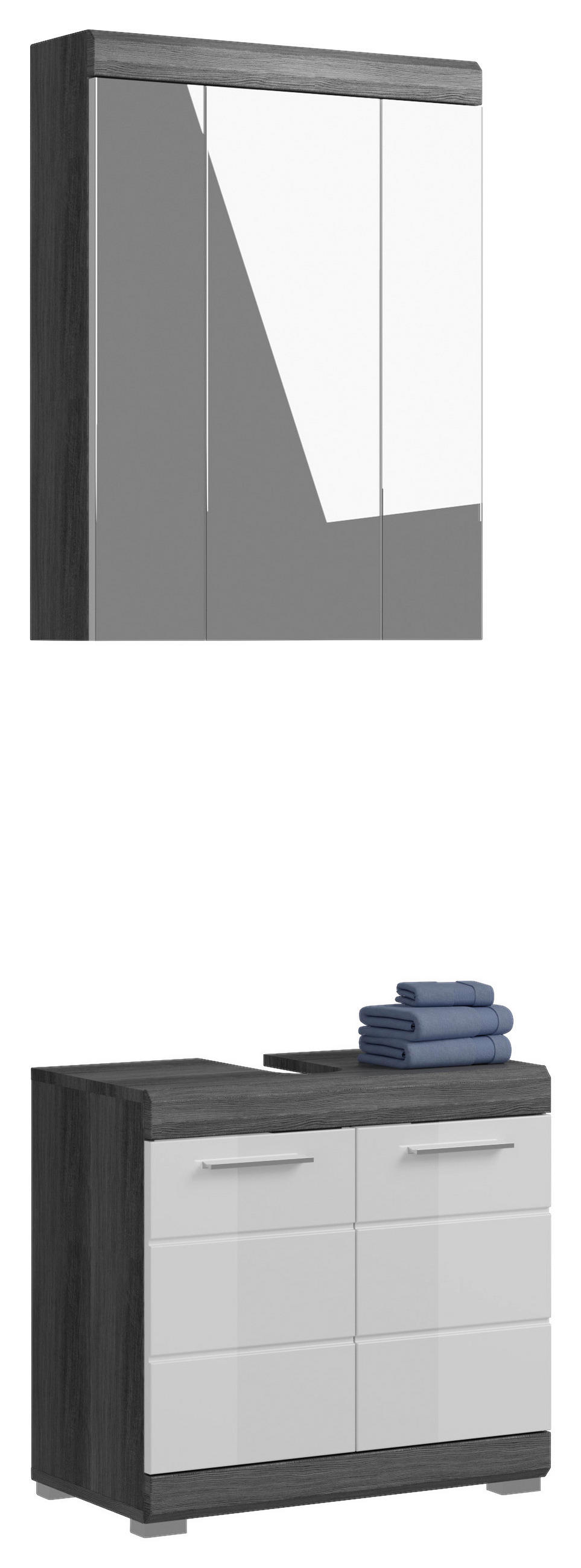 BADEZIMMER 2-teilig  in 60 cm  - Weiß Hochglanz, MODERN, Holzwerkstoff/Kunststoff (60cm) - MID.YOU