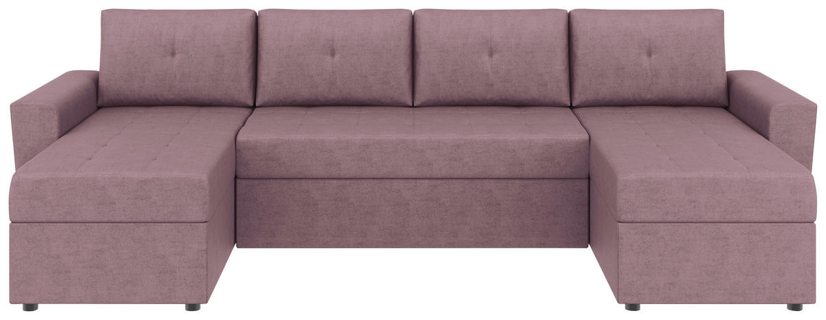 WOHNLANDSCHAFT TERMOLI Rosa Jacquard  - Schwarz/Rosa, Design, Kunststoff/Textil (155/296/155cm) - MID.YOU