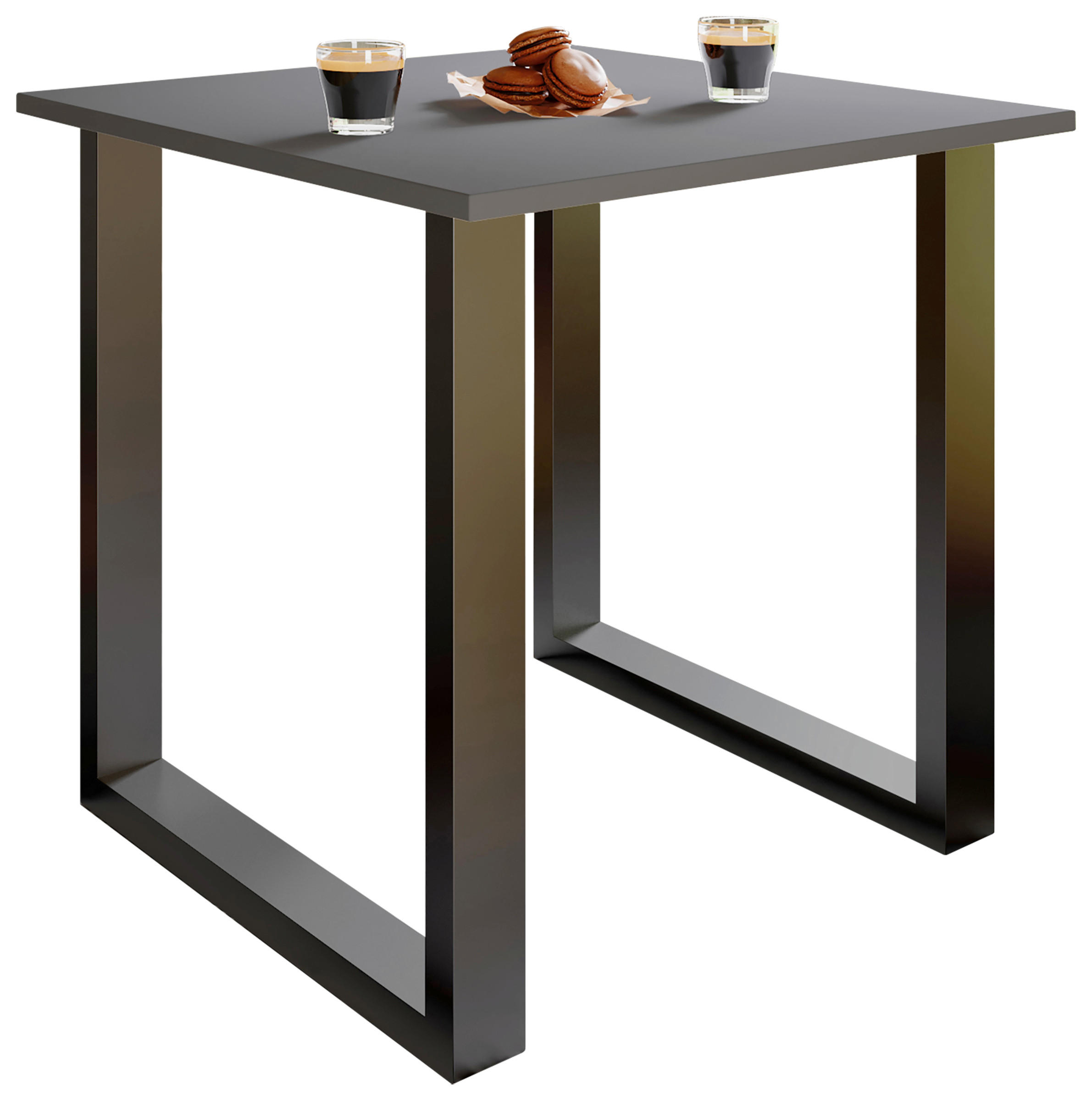 Masă din metal, material pe bază de lemn, 80/80/76 cm,
