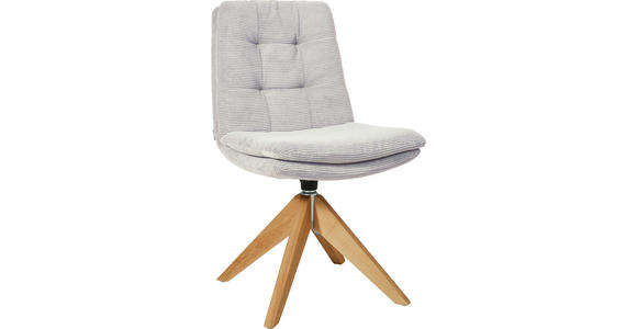 STUHL - Eichefarben/Hellgrau, Design, Holz/Textil (50/90/69cm) - Johann Jakob