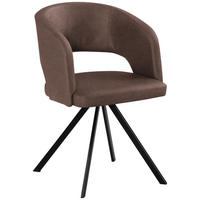 ARMLEHNSTUHL Stahl Mikrofaser, Lederlook (vegan)  - Schwarz/Braun, Konventionell, Textil/Metall (56/84/59cm) - Moderano