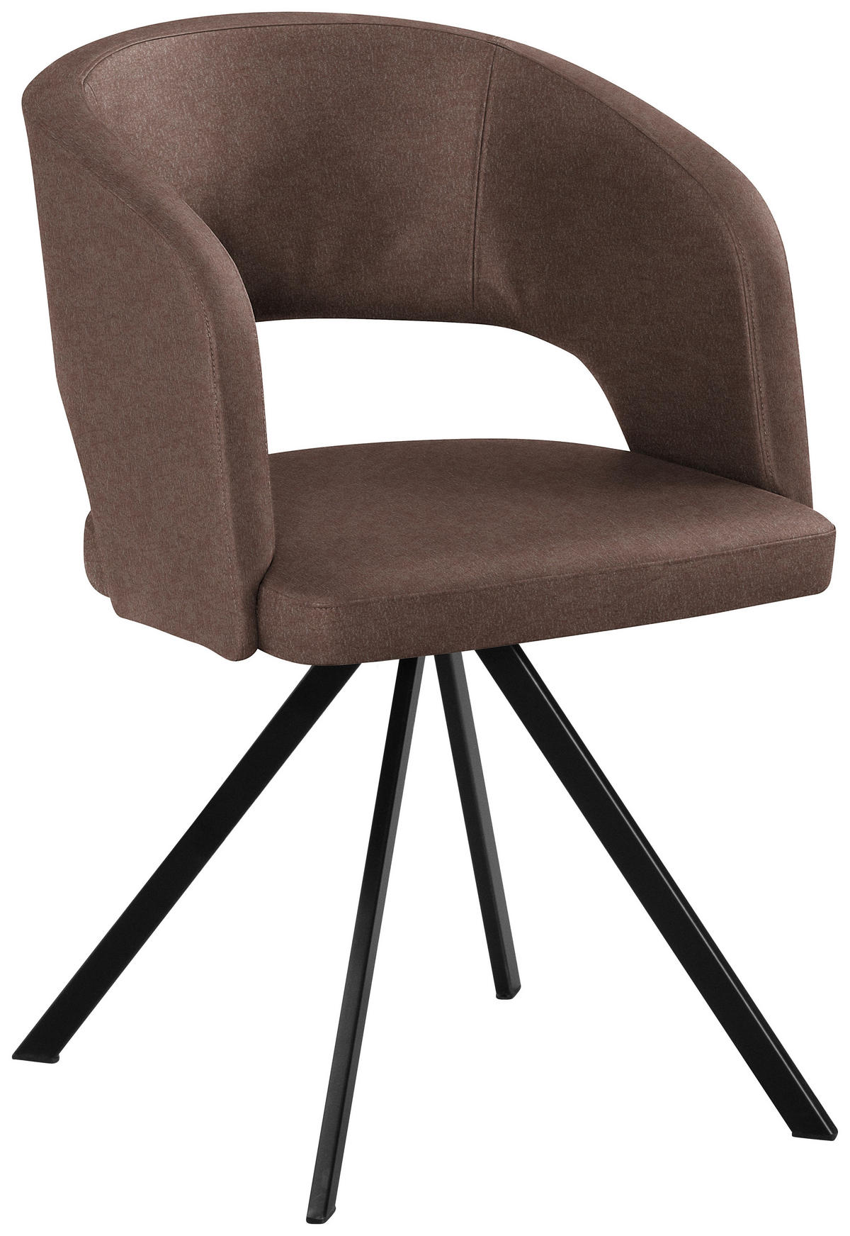 ARMLEHNSTUHL Stahl Mikrofaser, Lederlook (vegan)  - Schwarz/Braun, Konventionell, Textil/Metall (56/84/59cm) - Moderano