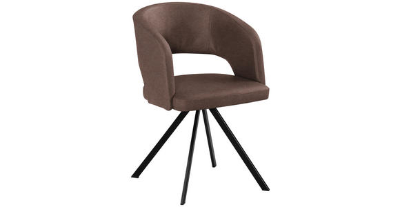 ARMLEHNSTUHL  Stoffauswahl, Typenauswahl, inklusive Armlehnen Mikrofaser, Lederlook (vegan)  - Schwarz/Braun, KONVENTIONELL, Textil/Metall (56/84/59cm) - Moderano