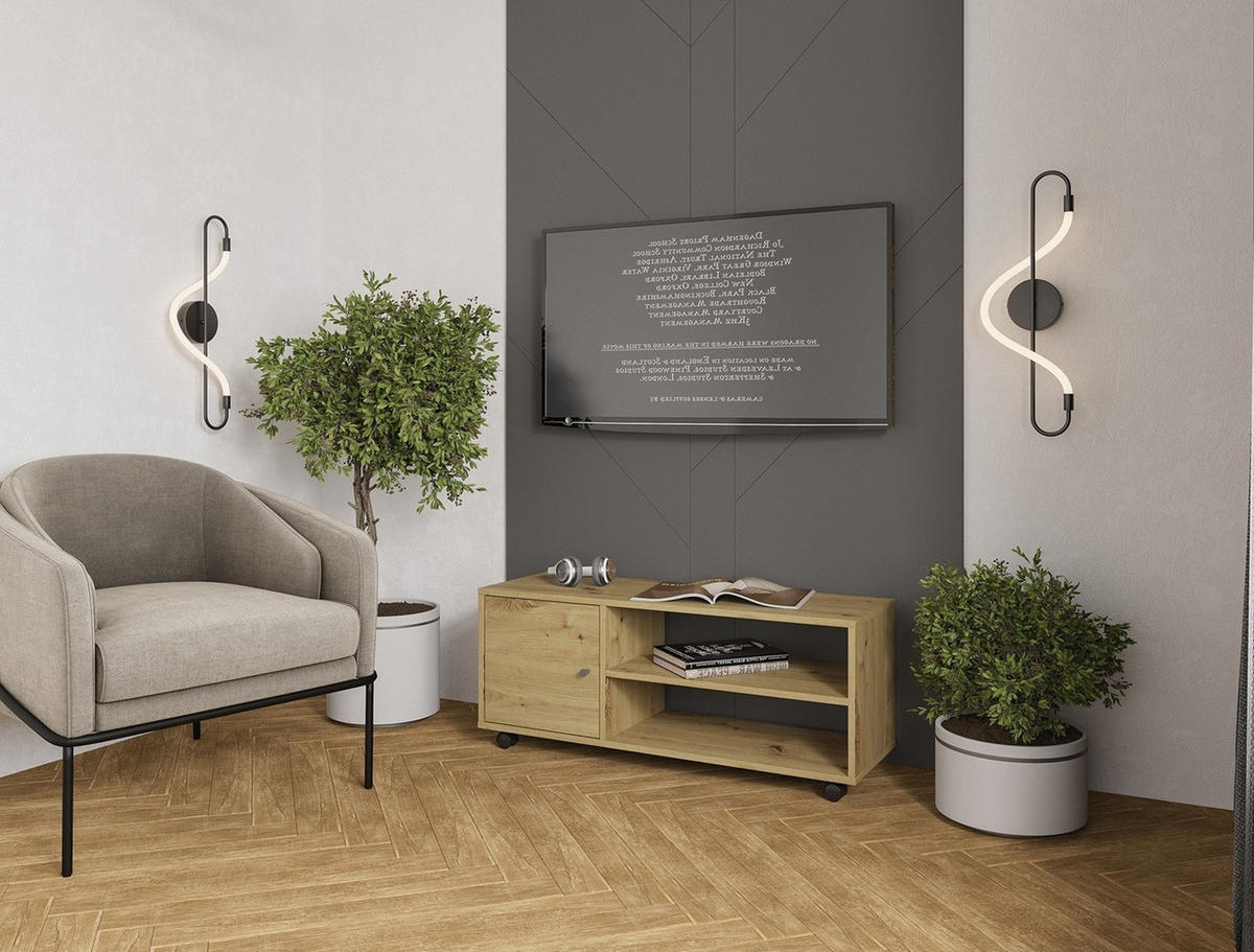 TV-ELEMENT 100/42/33,5 cm  - Anthrazit/Eiche Artisan, Basics, Holzwerkstoff/Kunststoff (100/42/33,5cm) - Boxxx