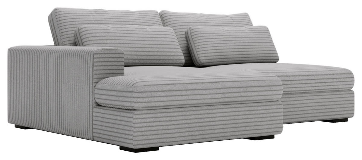 ECKSOFA in Cord Grau  - Schwarz/Grau, Design, Kunststoff/Textil (158/223cm) - Lomoco