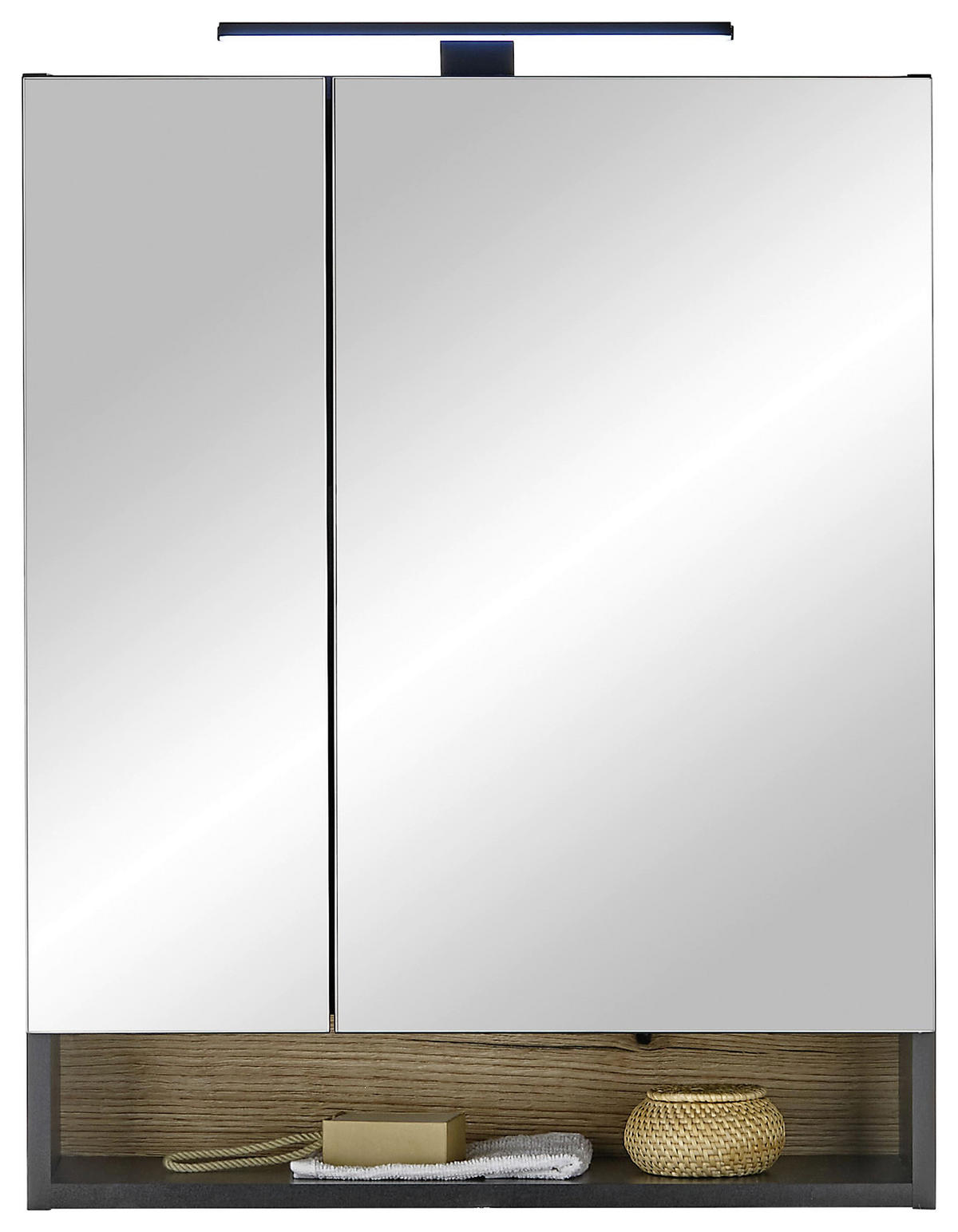 SPIEGELSCHRANK 60/75/23 cm  - Schwarz, KONVENTIONELL, Glas/Holzwerkstoff (60/75/23cm) - home24