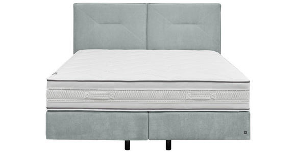 BOXSPRINGBETT 180/200 cm,  in Hellblau, Matratze, unterschiedliche Matratzenhärtegrade je Bettseite, H3 + H4 = fest + sehr fest  - Schwarz/Hellblau, Design, Kunststoff/Textil (180/200cm) - Dieter Knoll