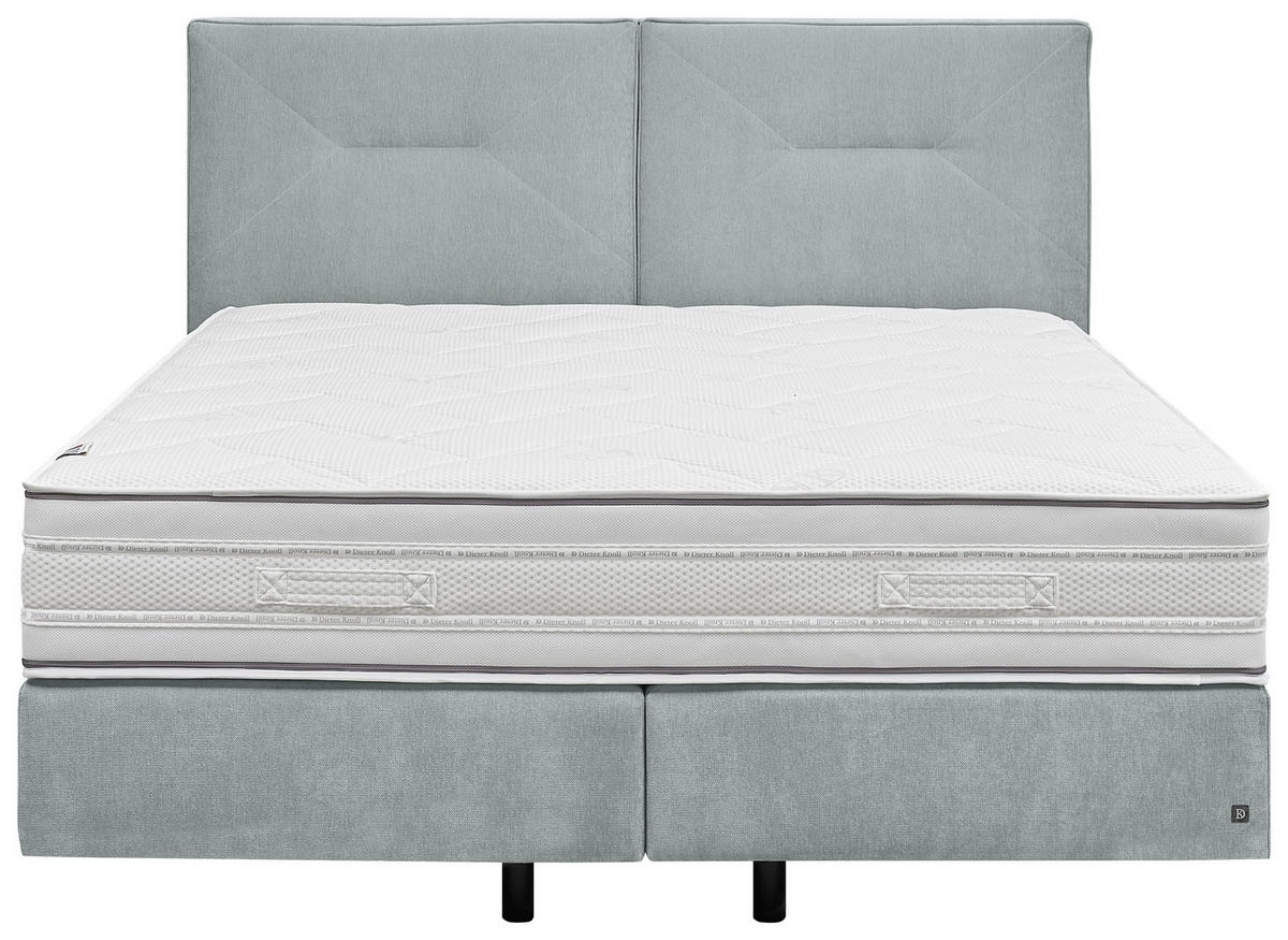 BOXSPRINGBETT 180/200 cm,  in Hellblau, Matratze, unterschiedliche Matratzenhärtegrade je Bettseite, H3 + H4 = fest + sehr fest  - Schwarz/Hellblau, Design, Kunststoff/Textil (180/200cm) - Dieter Knoll