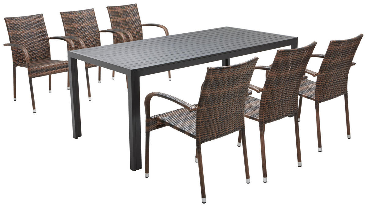 STOLICA VRTNA  sivo-smeđa  metal, plastika      - sivo-smeđa/tamno smeđa, Moderno, metal/plastika (64/87/56cm) - Ambia Garden