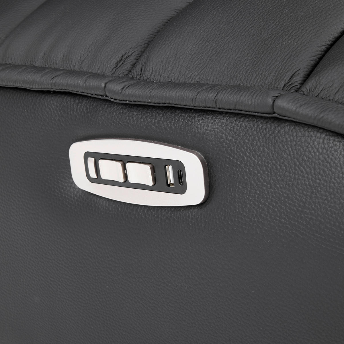 RELAXSESSEL Lederlook Echtleder Relaxfunktion, Fußteilverstellung, Nackenkissen    - Schwarz, Design, Leder/Textil (68/108/84cm) - Stylife