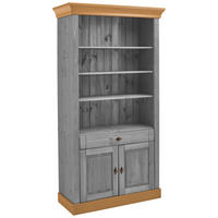 REGAL Kiefer massiv Grau, Laugenfarbig  - Laugenfarbig/Grau, ROMANTIK / LANDHAUS, Holz/Metall (108/202/45cm) - Boxxx