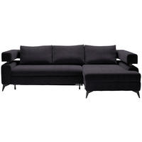 ECKSOFA in Chenille Schwarz  - Schwarz, KONVENTIONELL, Textil/Metall (265/184cm) - Hom`in