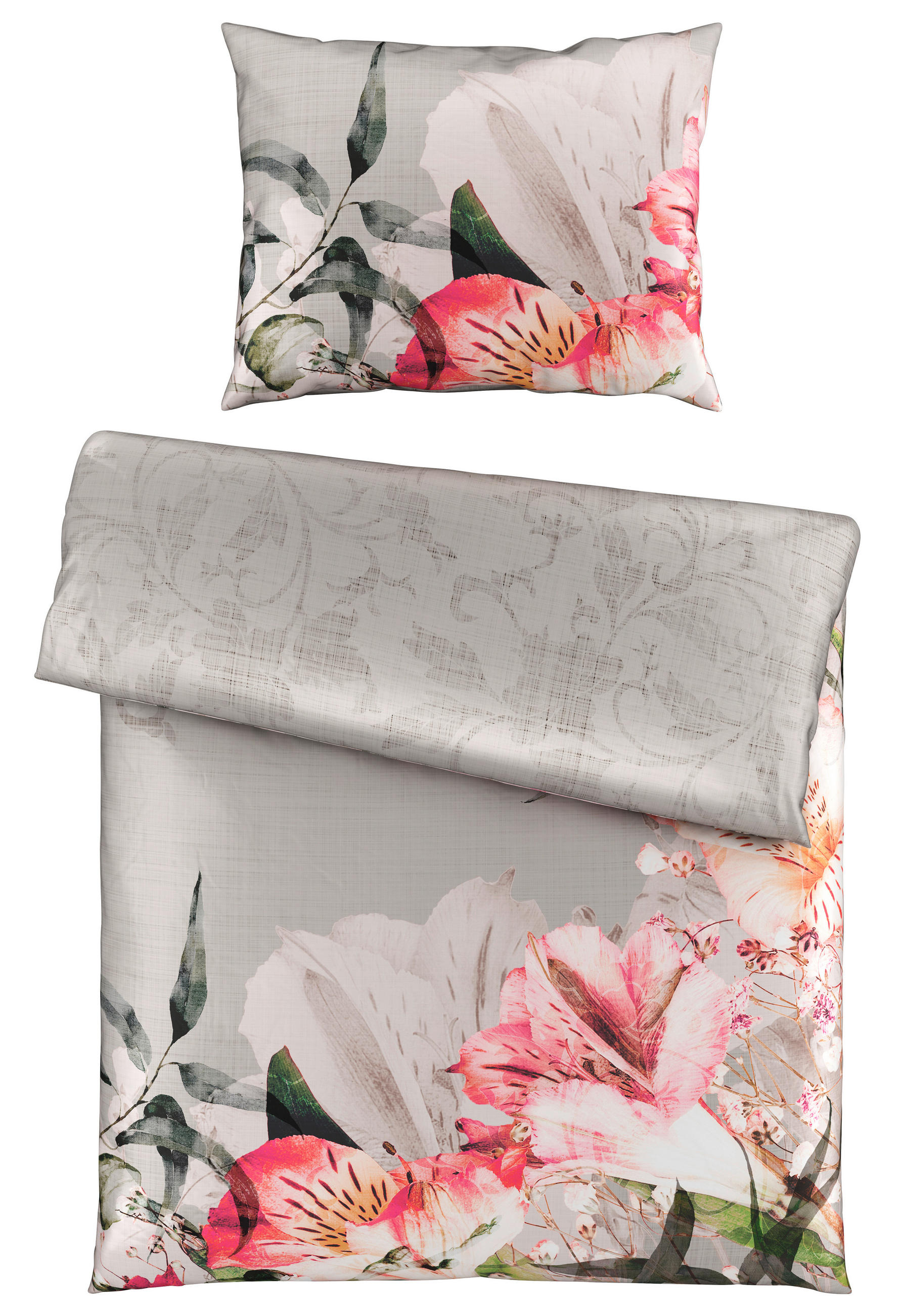 Esposa POSTEĽNÁ BIELIZEŇ, satén, sivá, ružová,