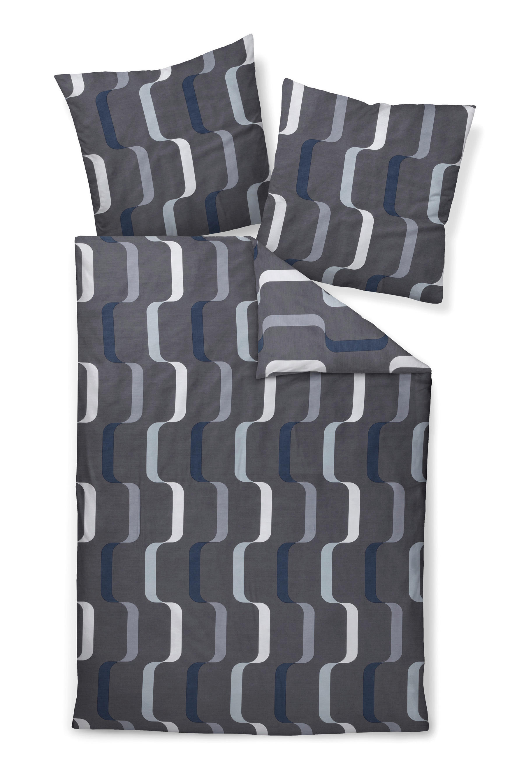 BETTWÄSCHE 2-teilig Makosatin 155/200 cm  - Anthrazit, Design, Textil (155/200cm) - Janine