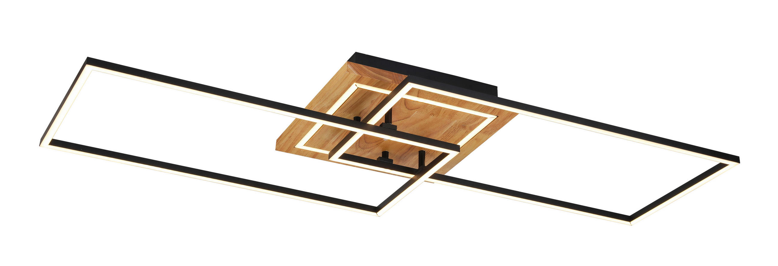 LED-DECKENLEUCHTE    86/46/11 cm  - Schwarz/Naturfarben, Trend, Holz/Kunststoff (86/46/11cm) - Novel