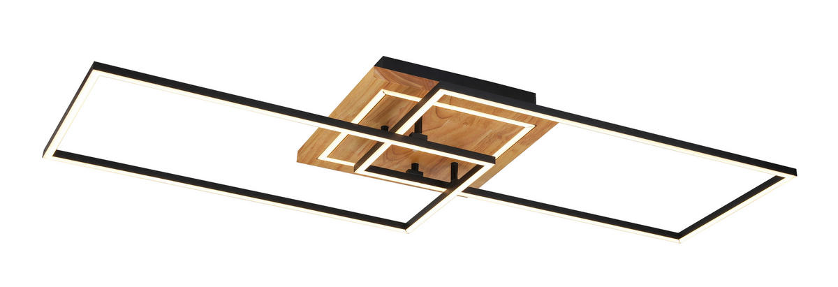 LED-DECKENLEUCHTE 86/46/11 cm   - Schwarz/Naturfarben, Trend, Holz/Kunststoff (86/46/11cm) - Novel