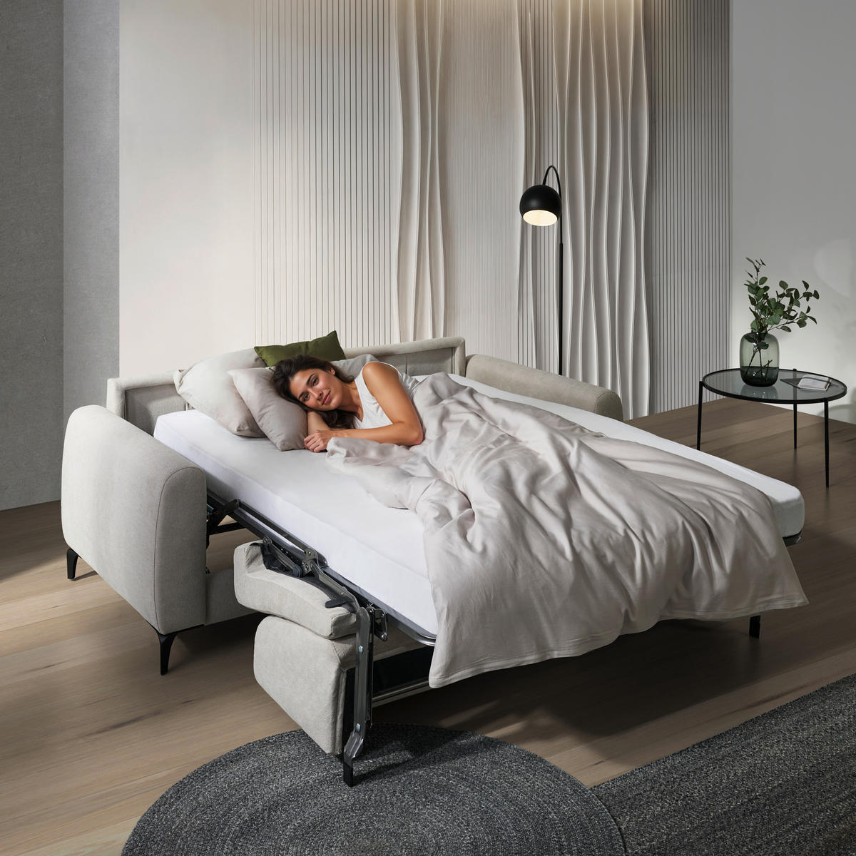 KANAPÉÁGY fa, textil  - fekete, Konventionell, textil/fa (203/88/102cm) - Novel