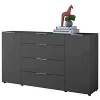 KOMODA, antracit  - barve kroma/črna, Moderno, kovina/umetna masa (180/99/40cm) - MID.YOU