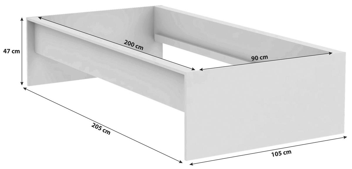 BETTRAHMEN 90/200 cm  in Weiss  - Weiss, Konventionell, Holzwerkstoff (90/200cm) - Hom`in