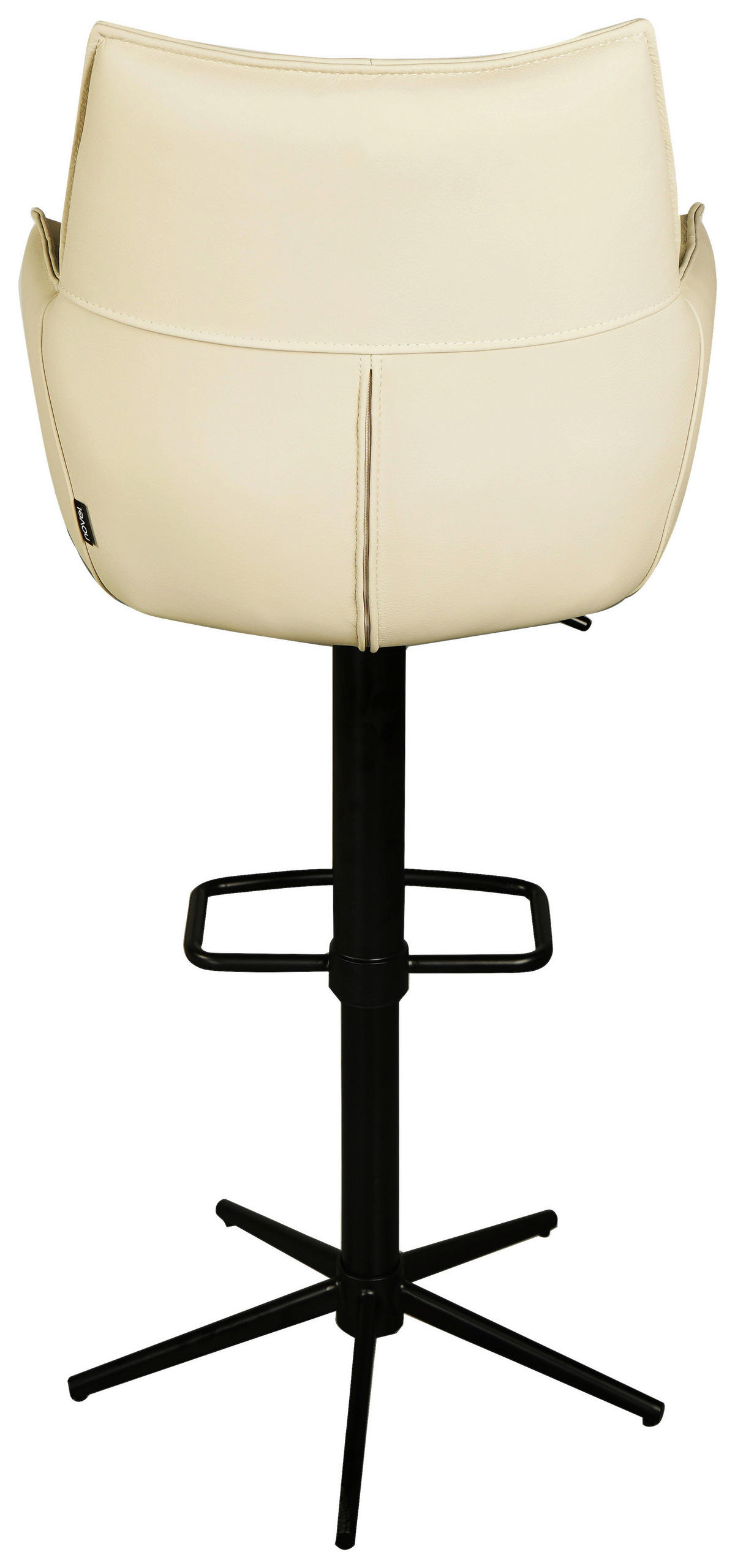 BARHOCKER Echtleder Creme, Schwarz Sitzfläche 360° drehbar  - Creme/Schwarz, Design, Leder/Metall (54/96-121/56cm) - Novel