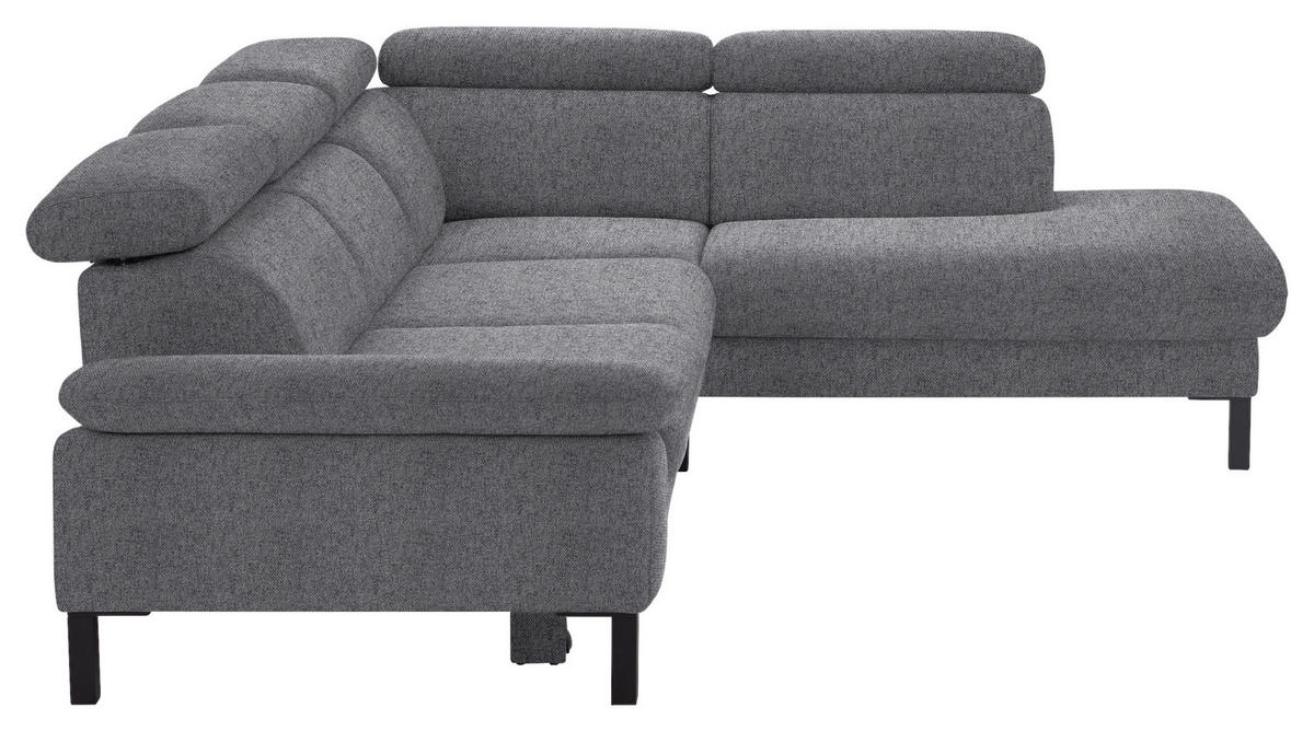 ECKSOFA in Flachgewebe Grau  - Schwarz/Grau, Design, Holzwerkstoff/Textil (272/217cm) - Pure Home Comfort