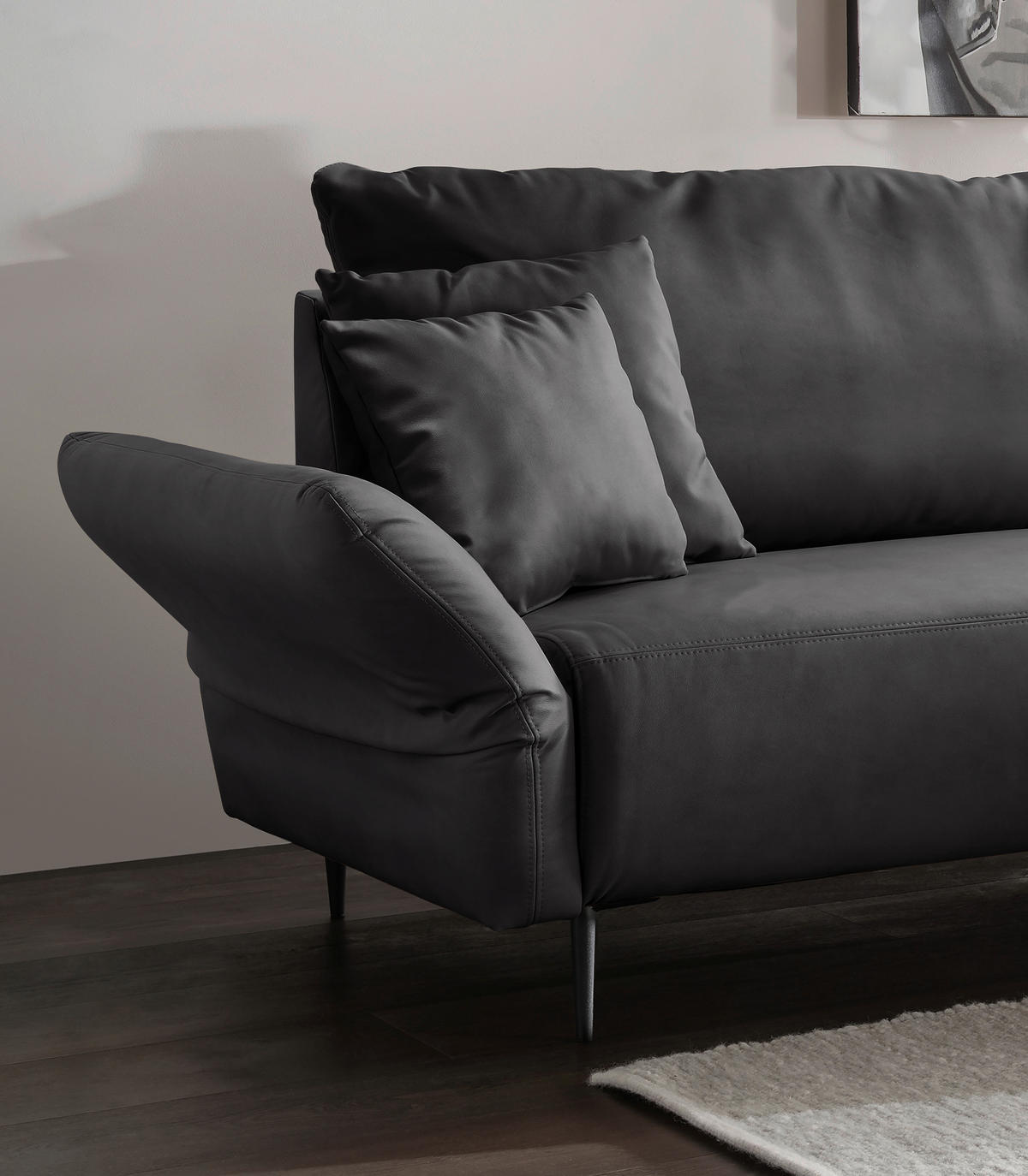 CloseUp von Livetastic ECKSOFA Schwarz Lederlook.