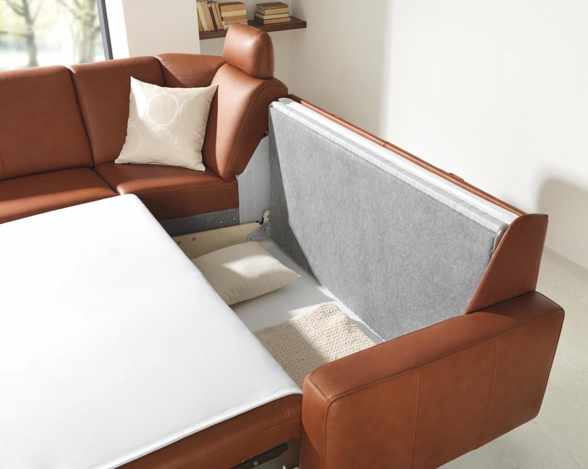 ECKSOFA in Echtleder Braun  217/268 cm  - Alufarben/Braun, KONVENTIONELL, Leder/Metall (217/268cm) - Sedda