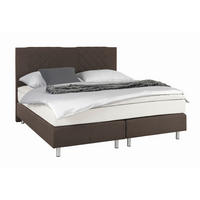 BOXSPRINGBETT 180/200 cm  in Braun  - Alufarben/Braun, Design, Holz/Metall (180/200cm) - Livetastic