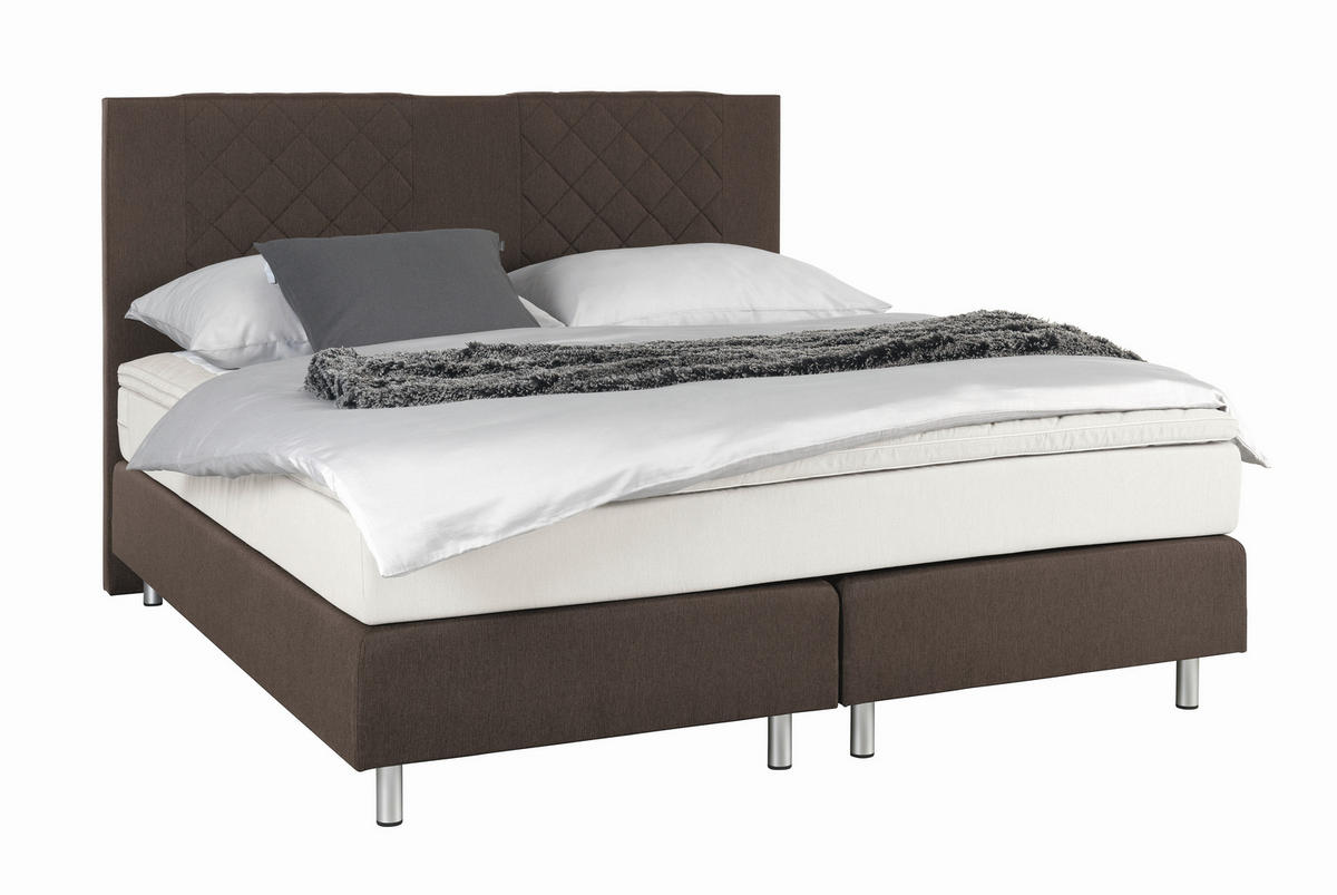 BOXSPRINGBETT 180/200 cm  in Braun  - Alufarben/Braun, Design, Holz/Metall (180/200cm) - Livetastic