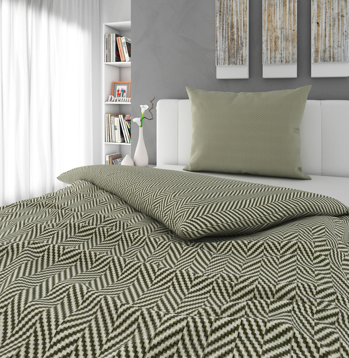 POSTELJNINA 140/200 cm flanela zelena  - zelena, tekstil (140/200cm) - Novel