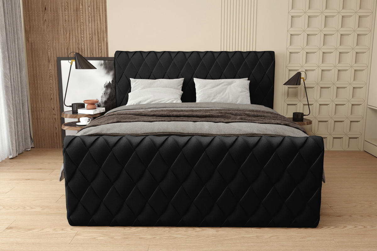 BOXSPRINGBETT 180/200 cm  in Schwarz  - Schwarz, Design, Textil/Metall (180/200cm) - Boxxx
