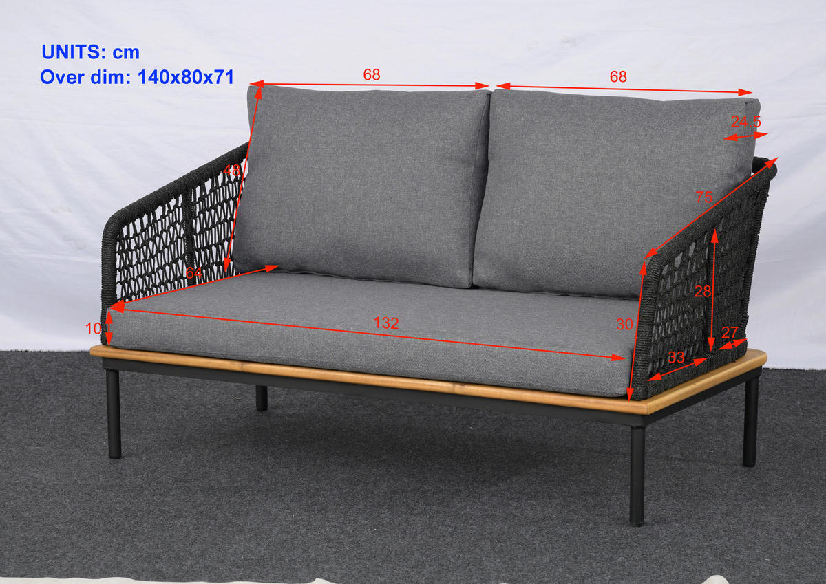 VRTNI SET   jeklo    antracit, barve akacije    - antracit/barve akacije, Moderno, kovina/umetna masa - Ambia Garden