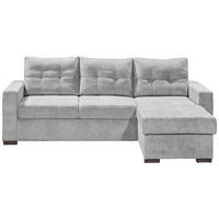 ECKSOFA Hellgrau Mikrovelours  - Hellgrau/Schwarz, Basics, Kunststoff/Textil (230/154cm) - MID.YOU