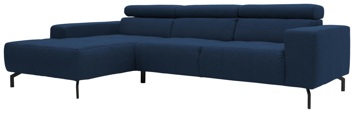 ECKSOFA Dunkelblau Webstoff  - Schwarz/Dunkelblau, Design, Textil/Metall (175/292cm) - MID.YOU