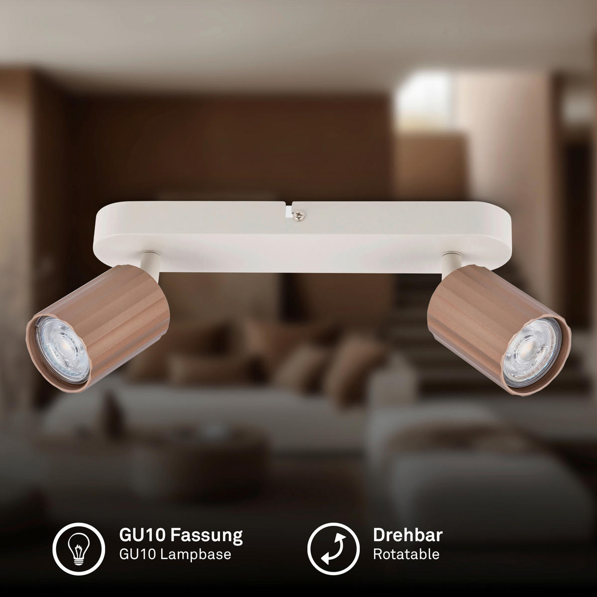 STRAHLER 28/8,5/8,5 cm   - Hellgrau/Cappuccino, Design, Kunststoff/Metall (28/8,5/8,5cm) - Briloner