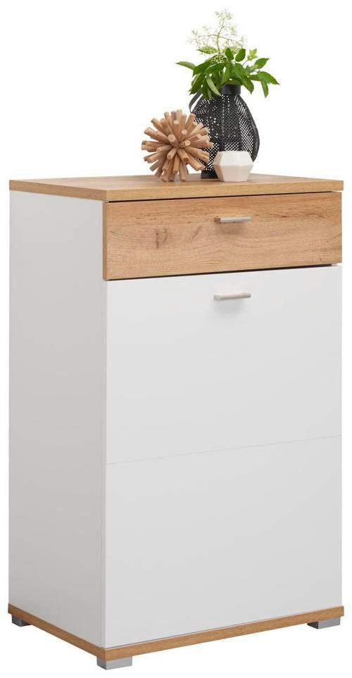SCHUHSCHRANK Weiß, Eichefarben  - Eichefarben/Weiß, Design, Holzwerkstoff/Metall (58/95/40cm) - Carryhome