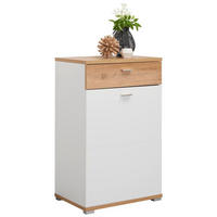 SKRINKA NA TOPÁNKY, biela, farba duba, 58/95/40 cm - biela/farba duba, Design, kov/kompozitné drevo (58/95/40cm) - Carryhome