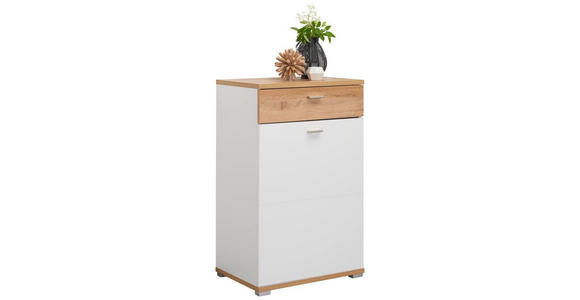 SCHUHSCHRANK 58/95/40 cm - Eichefarben/Weiß, Design, Holzwerkstoff/Metall (58/95/40cm) - Carryhome