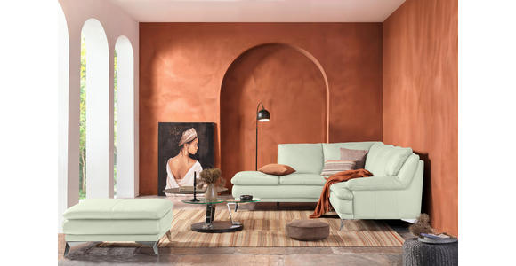ECKSOFA Weiß Echtleder  - Chromfarben/Weiß, Design, Leder/Metall (224/252cm) - Novel