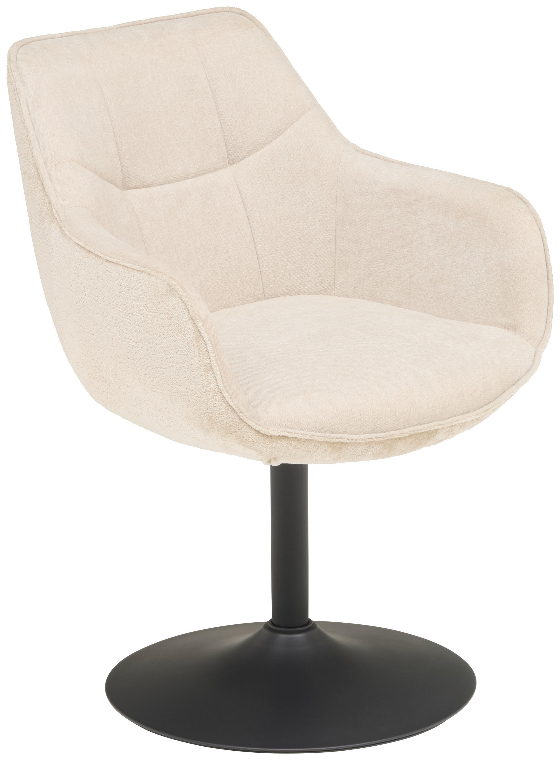 ARMLEHNSTUHL  in Eisen Chenille, Leinenoptik  - Beige/Schwarz, KONVENTIONELL, Textil/Metall (63/87/64cm) - MID.YOU
