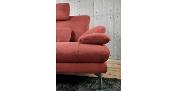 ECKSOFA in Velours Koralle 184/284 cm - Koralle/Schwarz, Design, Textil/Metall (184/284cm) - Dieter Knoll