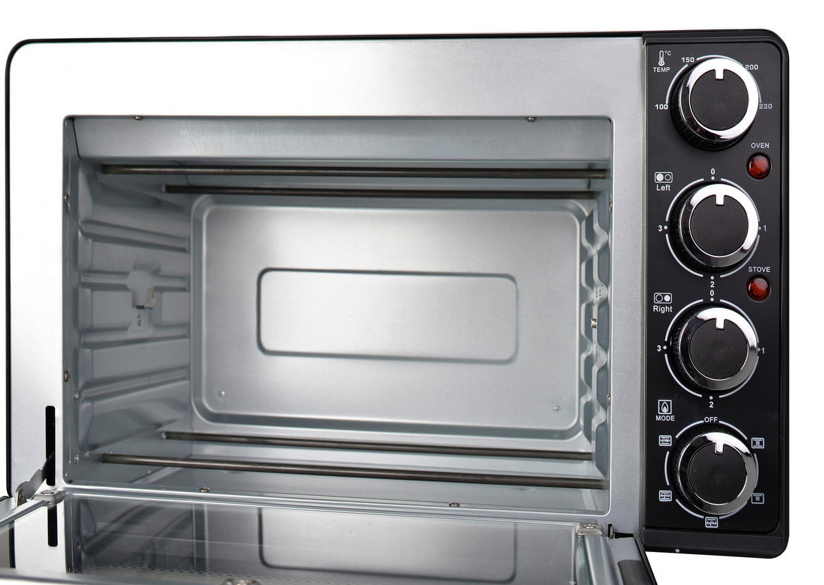 MINIBACKOFEN  - Schwarz, Trend, Glas/Kunststoff (53/32/43cm) - Silva Homeline