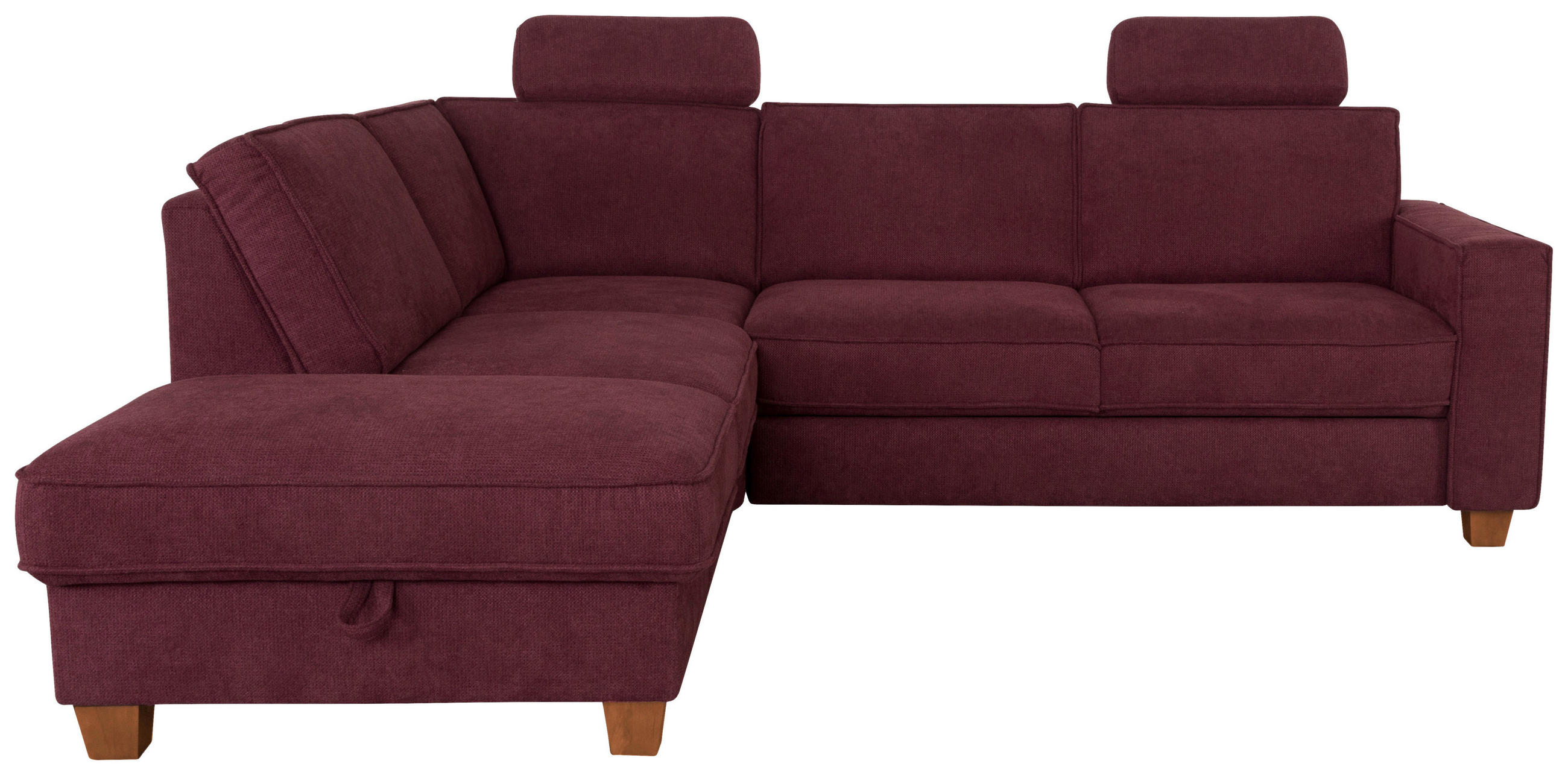 ECKSOFA Dunkelrot Flachgewebe  - Eichefarben/Dunkelrot, KONVENTIONELL, Holz/Textil (213/236cm) - Sit & More