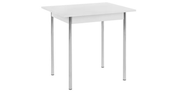 ESSTISCH rechteckig Weiß - Chromfarben/Weiß, Design, Holzwerkstoff/Metall (75/55/72cm) - Carryhome