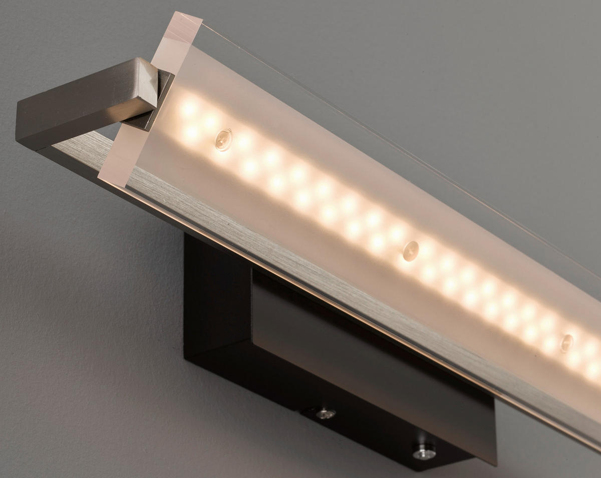 LED-WANDLEUCHTE Paros   - Schwarz/Nickelfarben, Design, Kunststoff/Metall (8/35/12cm) - Fischer & Honsel