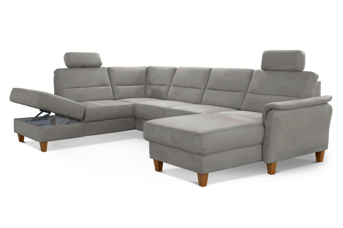 WOHNLANDSCHAFT in Mikrofaser Anthrazit  - Eichefarben/Anthrazit, KONVENTIONELL, Holz/Textil (212/308/163cm) - Sit & More