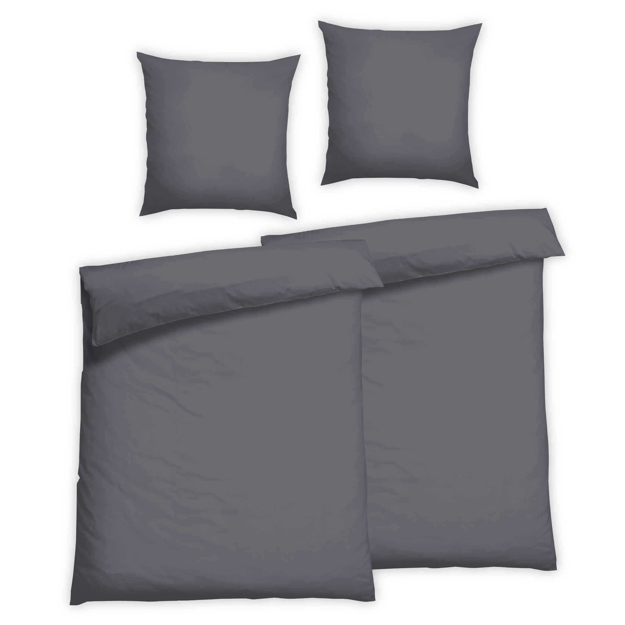 Bettwäsche 2er Set 4-teilig Satin 135/200 cm  - Grau, Basics, Textil (135/200cm) - Florella